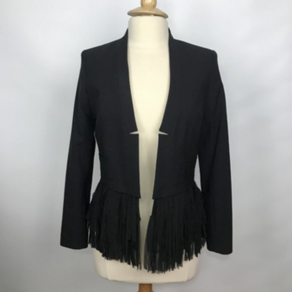 Banana Republic Jackets & Blazers - Banana Republic Black Wool Blazer w Fringe Ends 6P